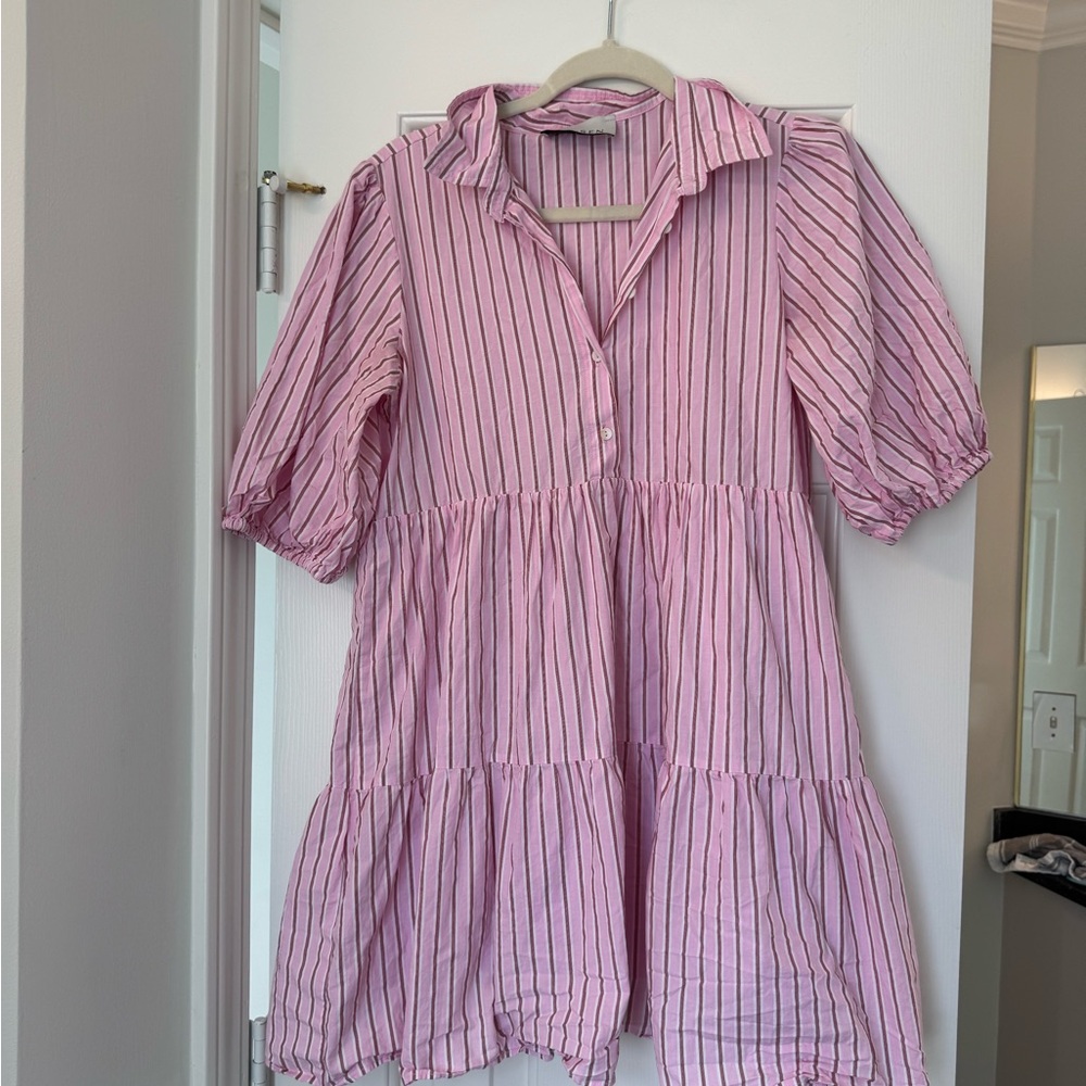 Pink Striped Mini Dress